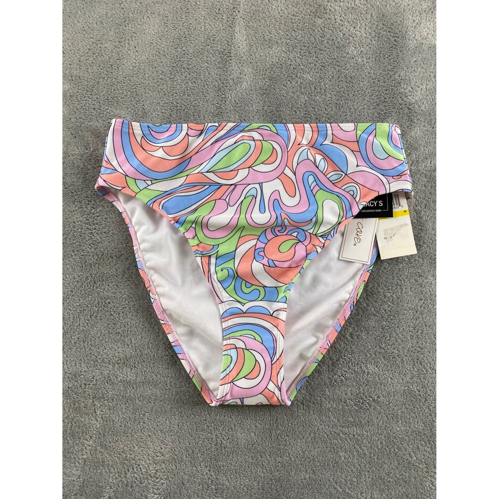 Salt + Cove Womens High Waist Bikini Bottoms Psychedelic‎ Swirl Multi Color Sz M